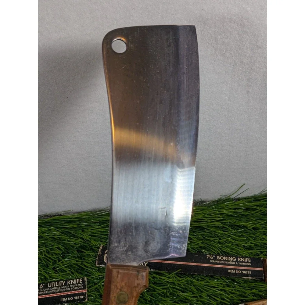 5PC Vintage GOURMET CUTLERY Kitchen KNIVES High Carbon  Wood Handles Made Japan
